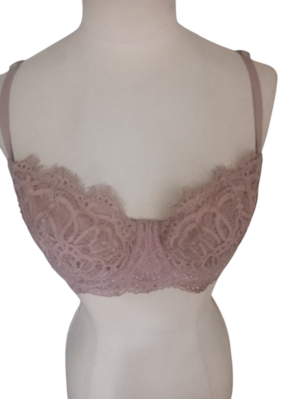 Victorias Secret Dream Angels Unlined Tan Lace Bra Size 34DD EUC